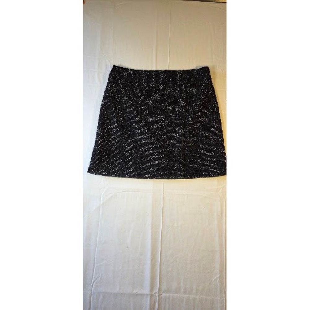 Calvin Klein Womens Black White Tweed Mini A-Line Skirt Size 14 Fully Lined